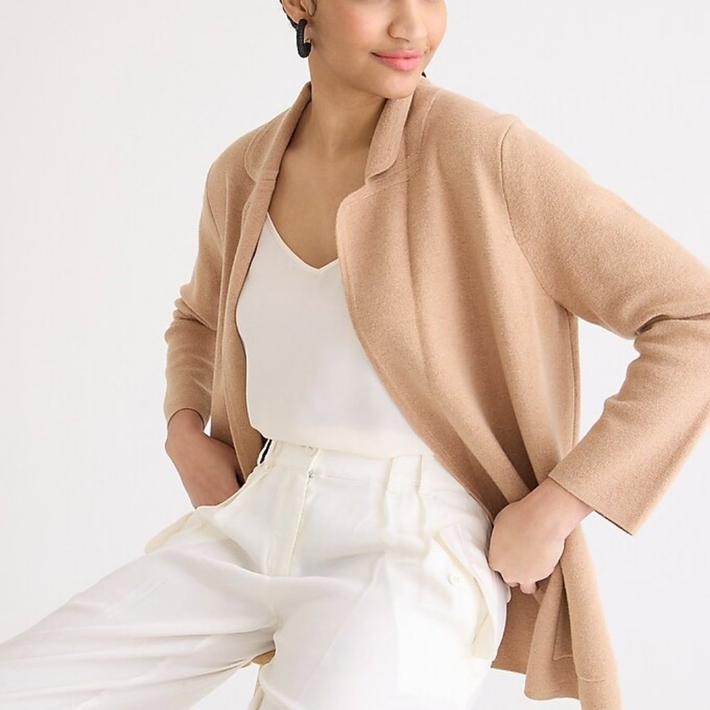 BNWT J. Crew Eloise Sweater-Blazer Size XL, Heather Khaki
